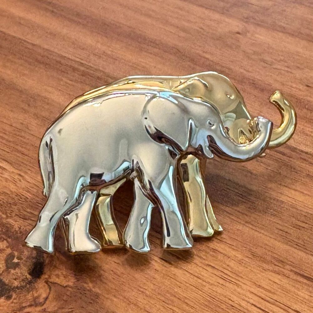 Liz Claiborne | Two Tone Elephant Brooch | 2.5” Width